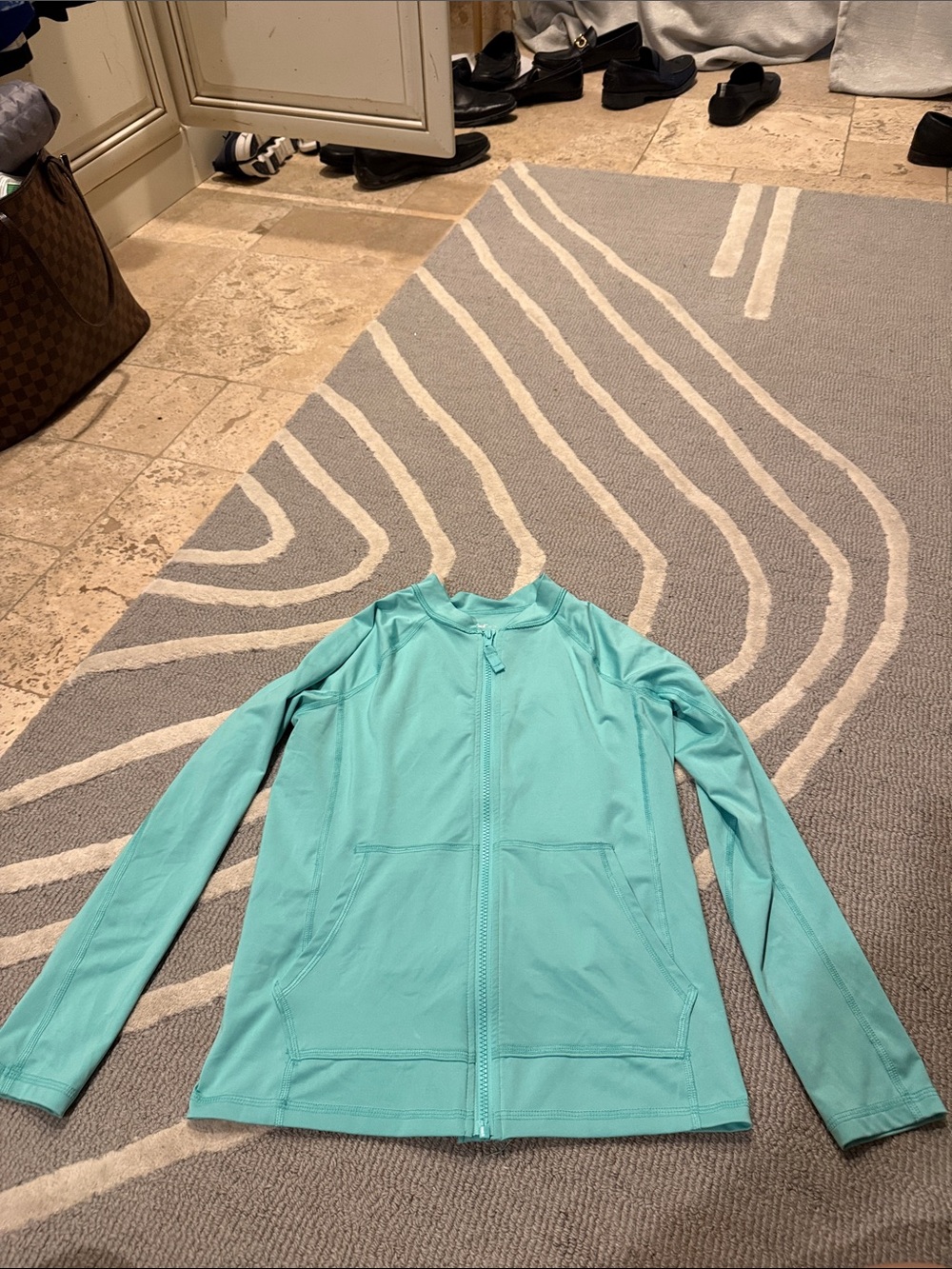Cat & Jack Girls' Aqua Zip-Front Rashguard